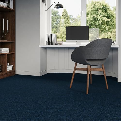 Steffensmeier Teppichfliese Richmond Paket | 5m² (20 Stück)| Büro | selbstlegend | Schlinge | Dunkelblau, Größe: 50x50cm von Steffensmeier