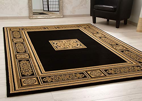 Steffensmeier Wohnzimmerteppich Classical Quality | Wohnzimmer | Beste Qualität | Orientalisch | Schwarz Gold, Größe: 160x230 cm von Steffensmeier