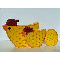Vom Ei Zum Huhn 3-Er Set Gelb Tischdeko Zu Ostern Aus Holz Punkte Osternest von SteffiMarten