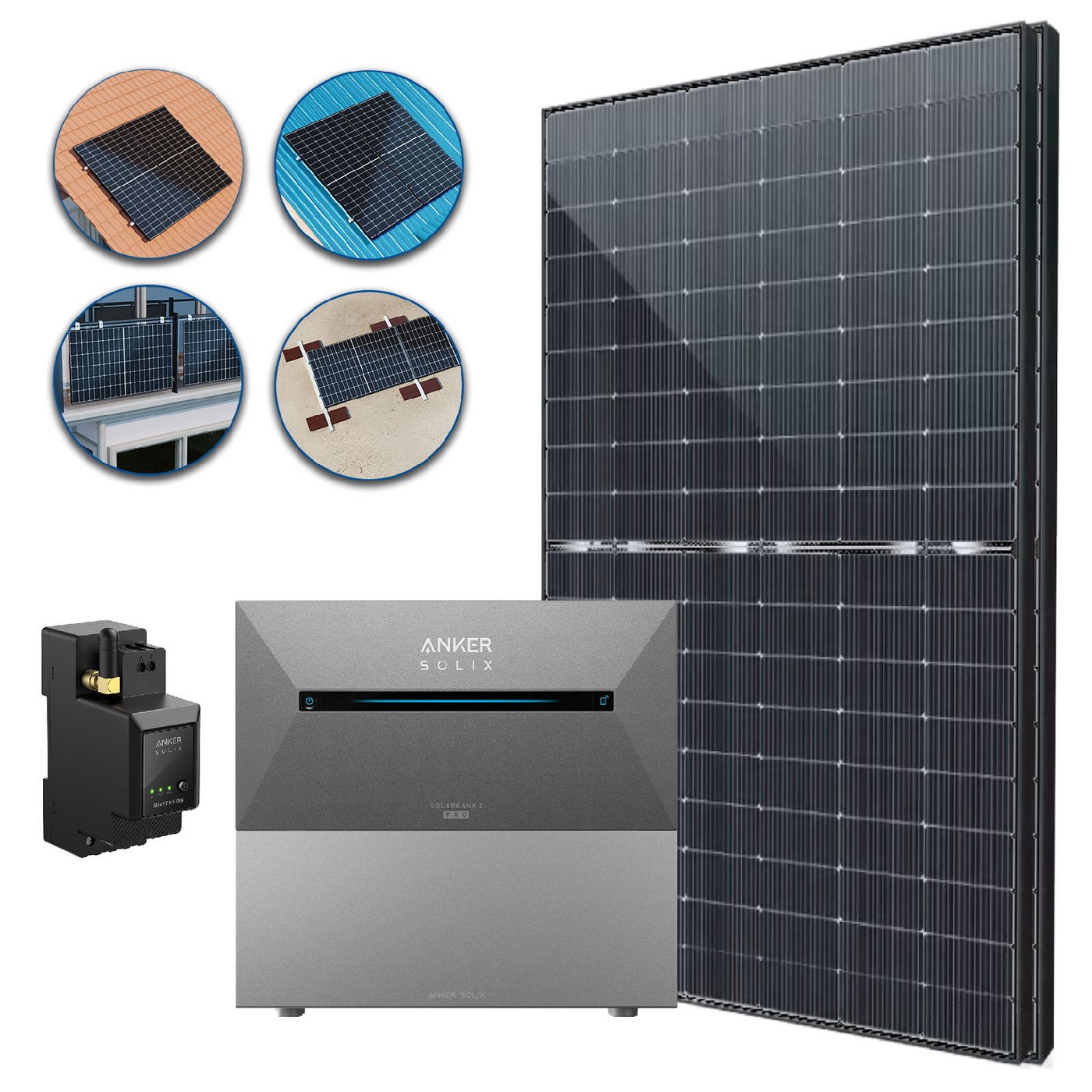 Stegpearl Balkonkraftwerk 2000W All in one Balkonkraftwerk mit Speicher 3,2 kWh Anker Solix Pro, (Komplettset Alles in einem 8 qm2 Solaranlage 3,2 kWh Speicher inkl. Installation mit Ziegeldach Halterung, 4x500W Bifaziale Glas Solarmodule Geeignet für alle Dachtypen), Integriertem 800W Wechselrichter und APP & WiFi Einrichtungen Stegpearl Balkonkraftwerk 2000W All in one Balkonkraftwerk mit Speicher 3,2 kWh Anker Solix Pro, (Komplettset Alles in einem 8 qm2 Solaranlage 3,2 kWh Speicher inkl. Installation mit Ziegeldach Halterung, 4x500W Bifaziale Glas Solarmodule Geeignet für alle Dachtypen), Integriertem 800W Wechselrichter und APP & WiFi Einrichtungen von Stegpearl