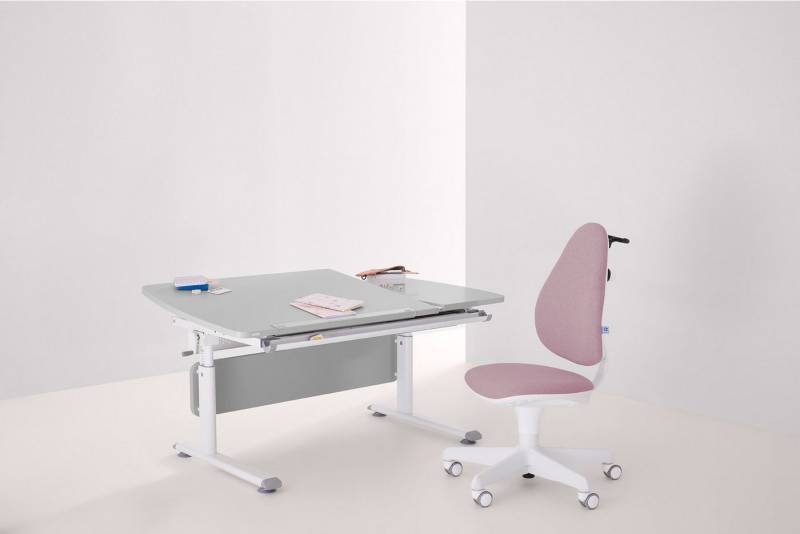 PAIDI Kinderschreibtisch DIEGO CURVED GT, Schülerschreibtisch, ergonomisch, mitwachsend, stufenlos höhenverstellbar, geteilte Tischplatte neigbar von PAIDI