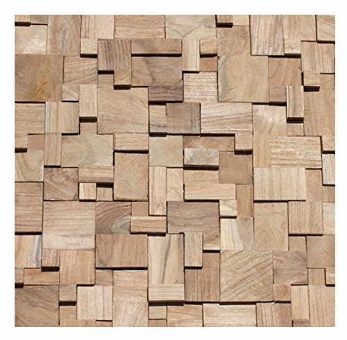 HO-011-1 Teakholz Mosaikfliese auf Netz Wandverblender Wandverkleidung Holz Design Wand-Deko Wood Wall Panel - Fliesen Lager Stein-mosaik Verkauf Herne NRW von Stein-mosaik