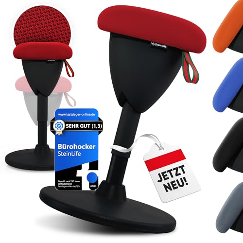 SteinLife Cone Bürohocker Ergonomisch [TESTSIEGER] Sitzhocker Höhenverstellbar [48-68cm] Ergonomischer Hocker für Büro [Schwingeffekt] Wackelhocker Stehhocker | Arbeitshocker rutschfest von SteinLife