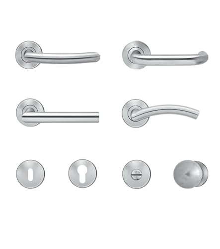 Steinau KG Edelstahl Türbeschlag Set für Innentüren - DIN-L/R - 54mm Rosette - Matt - Zimmertür - Holztür - Türklinke (Berlin, Knauf (WG)) von Steinau KG
