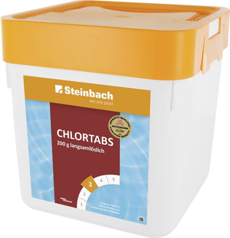 Steinbach Poolpflege Chlortabs 5 kg - 25x 200g Tabletten langsamlöslich von Steinbach