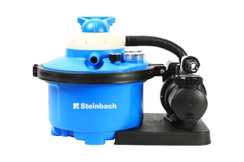 Steinbach Filteranlage Comfort 50 – 040200 – Selbstsaugende Pumpe für Pools mit bis zu 33.000 l – Mit Vorfilter, Manometer und integriertem Timer von STEINBACH