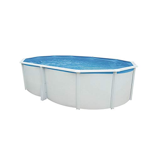 Steinbach Stahlwandpool Set Highline – 012620 – 550 x 366 x 132 cm – Ovaler Pool in Weiß für bis zu 18.700 l Wasserinhalt – Mit winterfester Blauer Innenfolie und zahlreichem Zubehör von STEINBACH