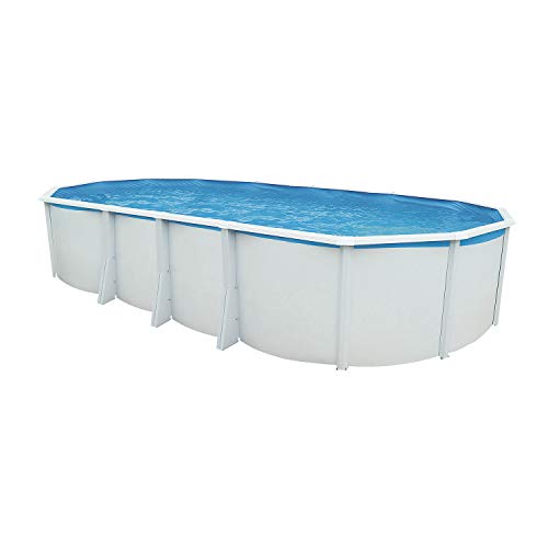 Steinbach Stahlwandpool Set Highline – 012624 – 730 x 366 x 132 cm – Ovaler Pool in Weiß für bis zu 28.900 l Wasserinhalt – Mit winterfester Blauer Innenfolie und zahlreichem Zubehör von STEINBACH