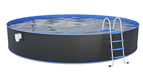 Steinbach Stahlwandpool Set Nuovo – 011111G – Ø 450 x 120 cm – Runder Pool in Grau für bis zu 17.200 l Wasserinhalt – Mit winterfester Blauer Innenfolie und zahlreichem Zubehör von STEINBACH