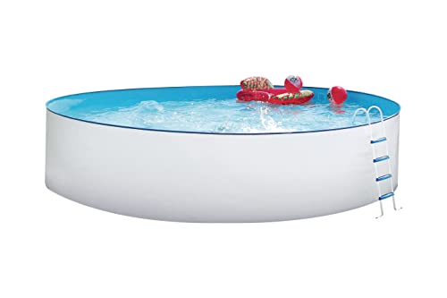 Steinbach Stahlwandpool Set Nuovo – 011091 – Ø 400 x 90 cm – Runder Pool in Weiß für bis zu 10.200 l Wasserinhalt – Mit winterfester Innenfolie und zahlreichem Zubehör von STEINBACH