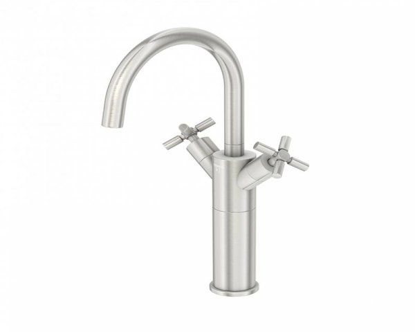 Steinberg Serie 250 Waschtischarmatur, hoch, schwenkbar, Zweigriff, mit Ablaufgarnitur, Ausladung 155mm, 2501550, Farbe: Brushed Nickel von Steinberg GmbH