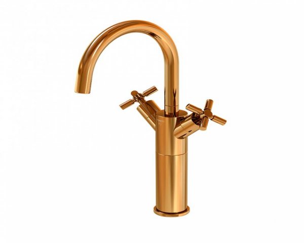 Steinberg Serie 250 Waschtischarmatur, hoch, schwenkbar, Zweigriff, mit Ablaufgarnitur, Ausladung 155mm, 2501550, Farbe: Rose Gold von Steinberg GmbH