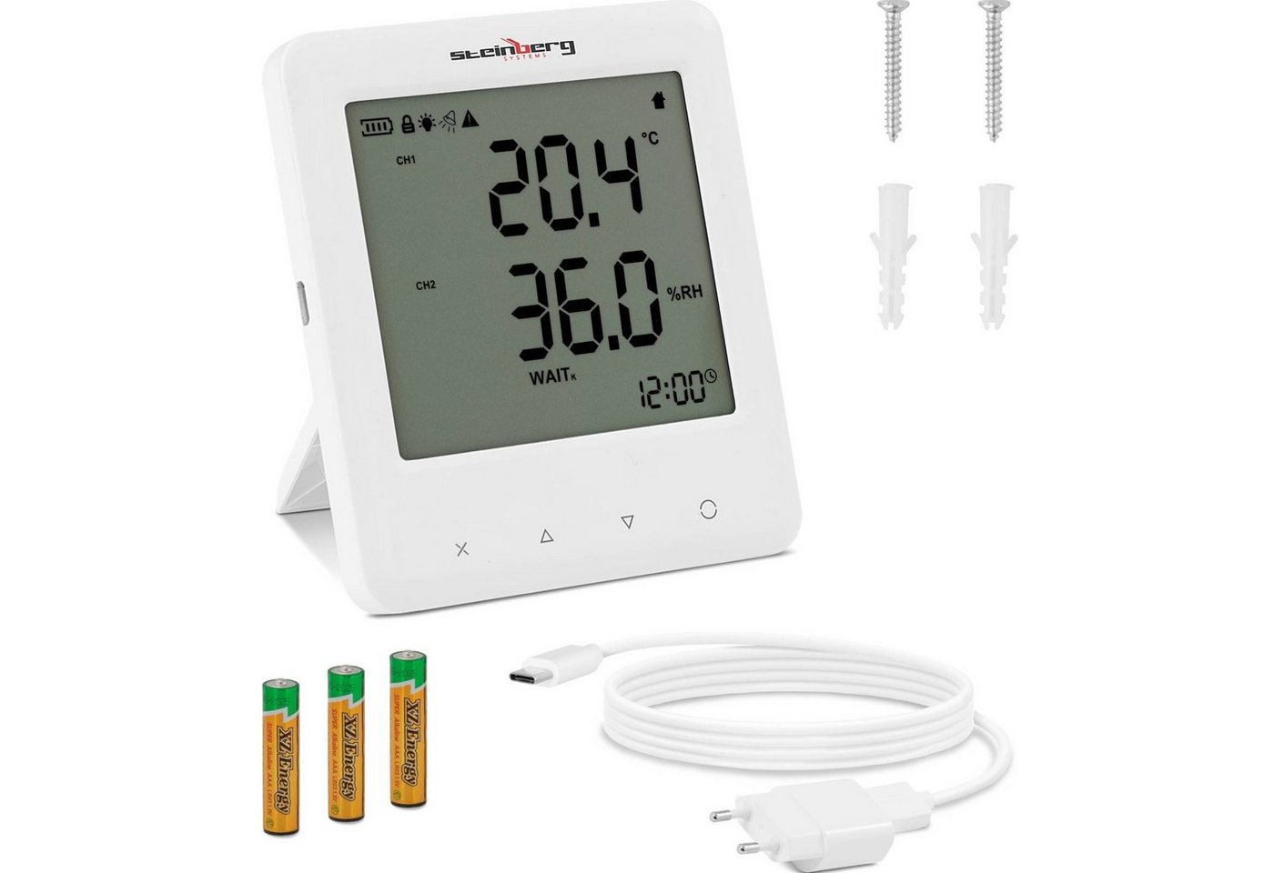 Steinberg Systems Feuchtigkeitsmesser CO2 Messgerät CO2 Messer Kohlendioxid Messgerät Thermo Hygrometer LCD von Steinberg Systems