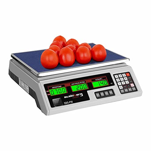 Steinberg Systems Kontrollwaage Marktwaage Obstwaage SBS-PW-352W (bis 35 kg, Genauigkeit 2 g, LCD-Display, Akku bis 40 Std. Betrieb, versch. Funktionen) von Steinberg Systems