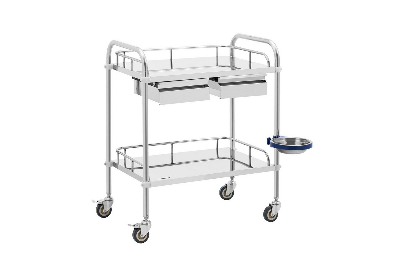 Steinberg Systems Regalwagen Laborwagen - Edelstahl - 2 Ablagen je 61x40x13cm - 2 Schubladen - 20kg von Steinberg Systems
