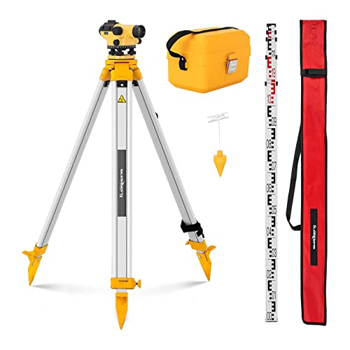 Steinberg Systems SBS-LIS-28/36 Nivelliergerät Nivellier optisches Nivelliergerät mit Stativ, Nivellierlatte 28-fache Vergrößerung Abweichung 1,5 mm magnetischer Kompensator Aluminium von Steinberg Systems