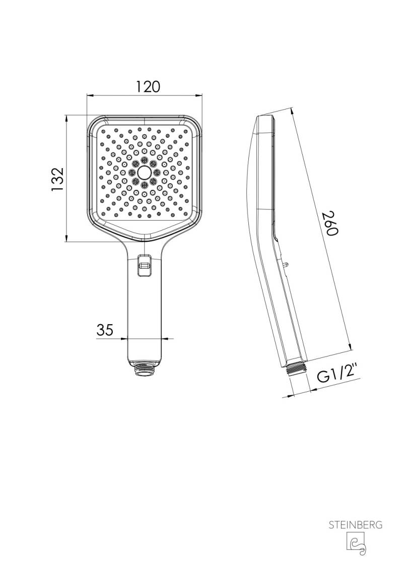 Steinberg Handbrause, 3 Strahlarten, eckiges Design, 0999625S von Steinberg