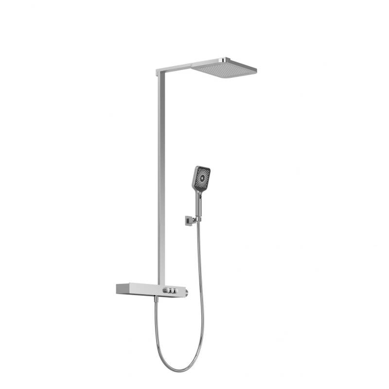 Steinberg Serie 390 Duschsystem, Thermostat, 3 Verbraucher, Pushtronic, Regenbrause 2-strahlig, Handbrause, 3902790 von Steinberg