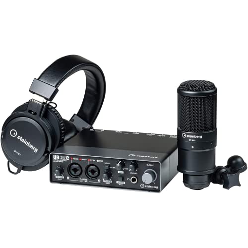 Steinberg UR22C Recording Pack - UR22C USB 3.0 Audio-Interface, ST-M01 Kondensatormikrofon und ST-H01 Monitorkopfhörer (inkl. Software-Paket mit Cubase AI, Cubasis LE, WaveLab LE & Steinberg Plus) von Steinberg