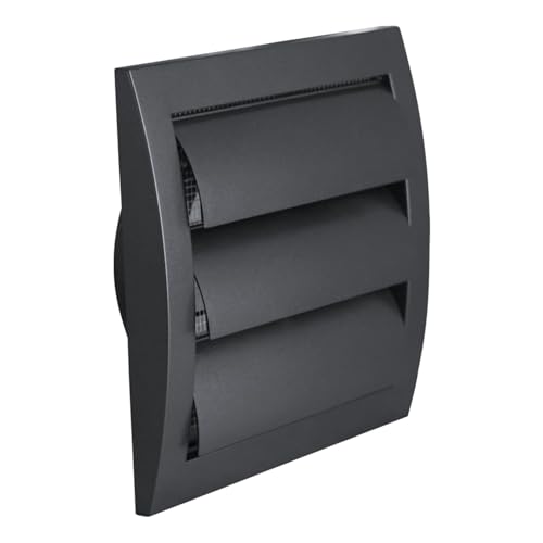 Steinberg14 Anthrazit 100mm Lüftungsgitter mit beweglichen Lamellen - Rückstauklappe mit Insektenschutz von Steinberg14