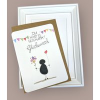 Kieselkärtchen Handgeschrieben - Du Hast Es Geschafft Incl. Rahmen 13x18 cm in Weiß Karte + Einleger Und Umschlag Sticker Geschenk von Steinbildmanufaktur