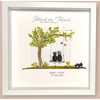 steinbild Handgeschrieben - Baum Handgemalt Hand in Ein Leben Lang Personalisiert Hochzeit Geschenk Ehepaar Liebe von Steinbildmanufaktur