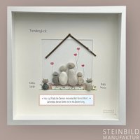 steinbild Handgeschrieben - Familienglück Personalisiert Eltern Kind Tochter Sohn Katze Hund Haus Bank Blumen Geschenk von Steinbildmanufaktur