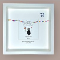 steinbild Handgeschrieben - Happy Birthday Mit Alter Herzlichen Glückwunsch Girlande Geschenk Freundschaft Kieselbild Party von Steinbildmanufaktur