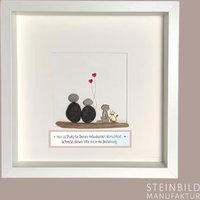 steinbild Handgeschrieben - Paar Mit Hund Und Katze Geschenk Hunde Familie Liebe Verlobung Hochzeit Ohne Text von Steinbildmanufaktur