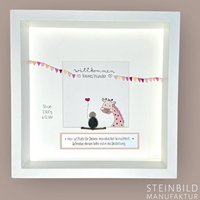 steinbild Handgeschrieben - Willkommen Kleines Wunder Giraffe Personalisiert Rosa Geburt Tochter Sohne Enkelkind Gewicht von Steinbildmanufaktur