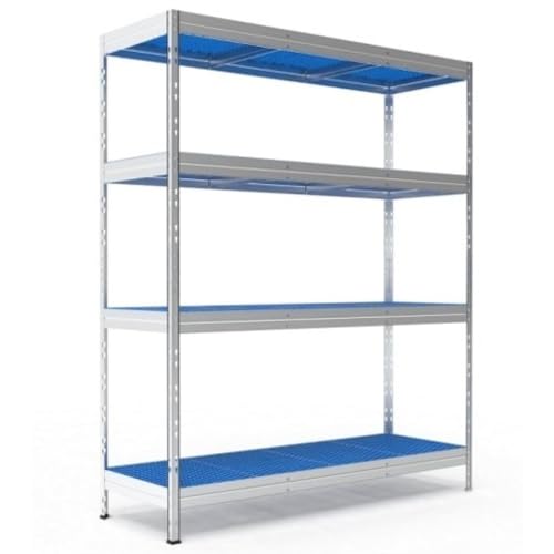 Steinbock Lebensmittelregal - 600 kg Tragkraft - HxBxT 180 x 150 x 50 cm - Steckregal mit 4 Böden - 150 kg Fachlast - Made in EU - pflegeleicht - Internationale Standardgröße - Gastroregal von Steinbock
