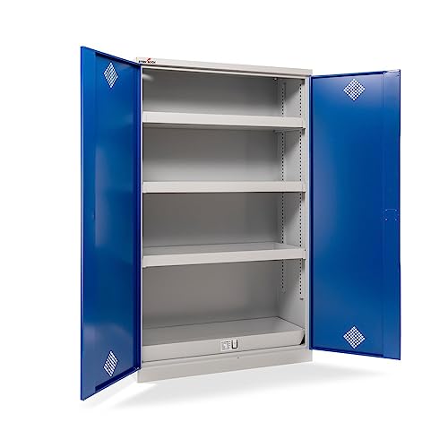 Steinbock Gefahrstoffschrank aus Stahlblech | HxBxT 195 x 120 x 50 cm | 4 Einlegewannen höhenverstellbar | 45 kg Boden Tragkraft | vollmontiert | Chemikalien- und Giftschrank mit Zylinderschloss Steinbock Gefahrstoffschrank aus Stahlblech | HxBxT 195 x 120 x 50 cm | 4 Einlegewannen höhenverstellbar | 45 kg Boden Tragkraft | vollmontiert | Chemikalien- und Giftschrank mit Zylinderschloss von Steinbock