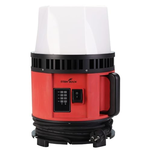 Steinbock LED-Hybrid-Arbeitsleuchte PROwork | 60 W | 8.400 lm | 360°-Beleuchtung | inklusive Stromkabel | mit 4 Akku-Halterungen & Warnanzeige | 3-stufig dimmbar | rot/schwarz von Steinbock