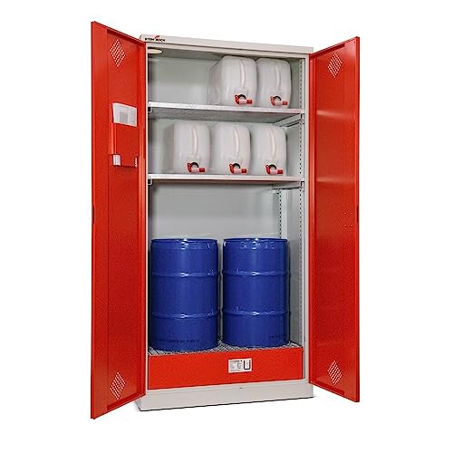 Steinbock Ölschrank aus Stahlblech | HxBxT 195 x 95 x 50 cm | 3 höhenverstellbare Gitterrostböden | 60 kg Boden Tragkraft | 1 Auffangwanne | abschließbar | Gefahrstoffschrank | Umweltschrank Steinbock Ölschrank aus Stahlblech | HxBxT 195 x 95 x 50 cm | 3 höhenverstellbare Gitterrostböden | 60 kg Boden Tragkraft | 1 Auffangwanne | abschließbar | Gefahrstoffschrank | Umweltschrank von Steinbock