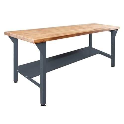 Steinbock Werkbank mit Ablageboden | 500 kg Tragkraft | HxBxT 85 x 150 x 75 cm | Anthrazitgrau | 5 cm Starke Massivholz-Arbeitsplatte | stabiles Stahlgestell | Made in EU | Profi-Werktisch Steinbock Werkbank mit Ablageboden | 500 kg Tragkraft | HxBxT 85 x 150 x 75 cm | Anthrazitgrau | 5 cm Starke Massivholz-Arbeitsplatte | stabiles Stahlgestell | Made in EU | Profi-Werktisch von Steinbock