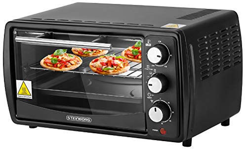 Steinborg Mini Backofen 13 Liter | Pizzaofen | 60°-250°C | Timer | aufklappbares Krümelblech | Minibackofen | Backofen | Kleiner Backofen | 900 Watt von Steinborg