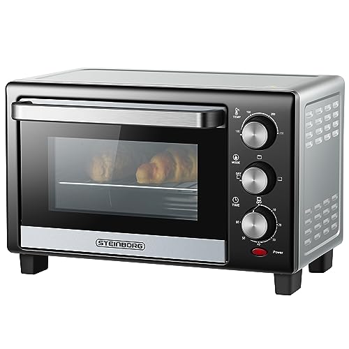 Mini Backofen 15 Liter | Pizzaofen | Minibackofen | 60 min Timer | 100°-230°C | 1200 Watt | Backofen | Krümelblech | Mini Oven | Camping Ofen | Kleiner Backofen | Energiesparend von Steinborg