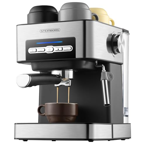 Steinborg® Espressomaschine Siebträger Siebträgermaschine Cappuccino Maschine Edelstahl Professionelle Kaffeemaschine Espresso 1,6 Liter Wassertank 15 Bar Espressoautomat von Steinborg