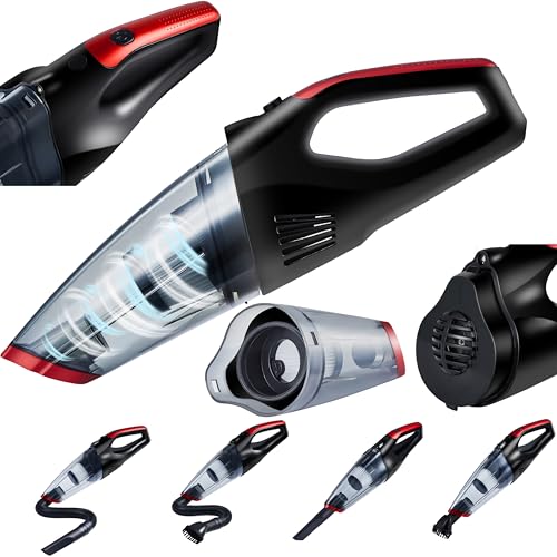 Steinborg® Handstaubsauger Akku Handsauger kabellos Akkusauger Leistungsstarker tragbarer leichter Autostaubsauger Hand Staubsauger HEPA-Filter Mini-Staubsauger auch für Tierhaare geeignet (Black/Red) von Steinborg