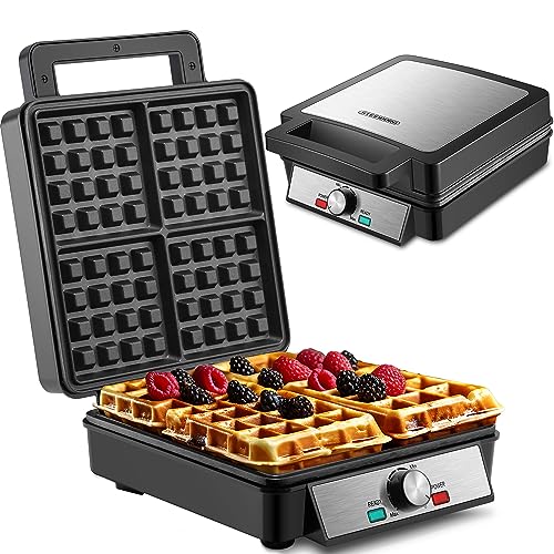 XXL 4er Waffeleisen | 1200 Watt | Waffelautomat | Paninigrill | Waffeltoaster | Waffle Maker | Elektrogrill | XXL Wafflemaker | Waffel Eisen | Waffelmacher von Steinborg