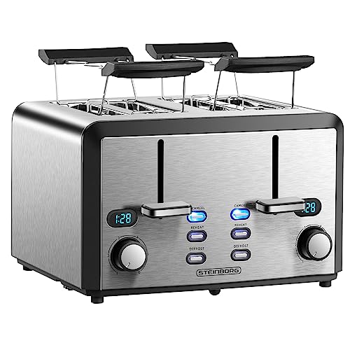 XXL Toaster 4 Toastschlitze | Toastautomat | 1600 Watt | 6-Stufen Bräuneregler | 2x Brötchenaufsatz | Auftau-Funktion | 2x Krümelschubladen | Edelstahl | 4-Fach | LED Displays XXL Toaster 4 Toastschlitze | Toastautomat | 1600 Watt | 6-Stufen Bräuneregler | 2x Brötchenaufsatz | Auftau-Funktion | 2x Krümelschubladen | Edelstahl | 4-Fach | LED Displays von Steinborg