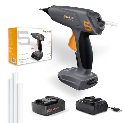 Steinel Akku Heißklebepistole MobileGlue 5011 Set, mit 2.0 Ah Metabo 18V CAS Akku, inkl. 3x Klebestifte, in 90 Sek. startklar, bis 90 Min. Dauerbetrieb, kabellos, Dual-Temp-Modus 130°C/200°C, ECO-Mode von Steinel