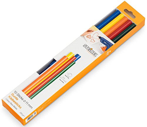 Steinel Colour Klebesticks 11 mm, 10 farbige Sticks, 250 g, bunter Schmelzkleber für kreatives Basteln und Schmücken von Steinel