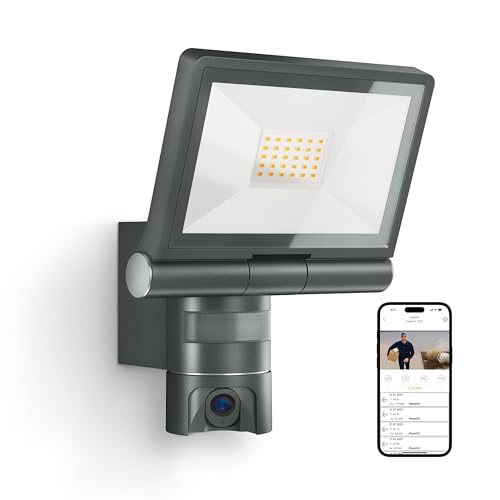 Steinel Flutlichtkamera XLED CAM2 SC mit 2K Überwachungskamera, Gegensprechanlage, Bewegungsmelder, Dual-Band Wi-Fi 6, 21 W, Aluminium, Anthrazit von Steinel