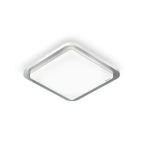 Steinel LED Deckenleuchte RS LED D2 S Edelstahl, 8.8 W Deckenlampe, 360° Bewegungsmelder, Nachtlicht, Dauerlicht von Steinel