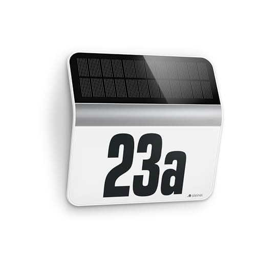 Steinel LED Solar Leuchte XSolar LH-N edelstahl, Dämmerungsschalter, 2500 mAh LiFe-Akku, inkl. beleuchtete Hausnummer, 22,7 x 24,2 x 5,1 cm von Steinel