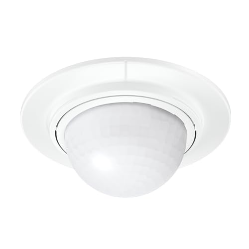 Steinel Bewegungsmelder is 2360 DE ECO Weiß, max. 8 m Reichweite, 360° Präsenzmelder für max. 350 W LED, Unterputz-Deckensensor für Außen und Innen von Steinel
