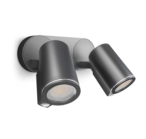 Steinel LED Strahler Spot DUO SC Connect, smarte Außenwandleuchte, Bewegungsmelder, bedienbar per App, Zeitschaltuhr, 14.6 W, 3000K warmweiß, Anthrazit von Steinel