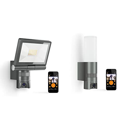 Steinel XLED CAM 1 Kameraleuchte: Außenstrahler, Überwachungskamera, 21 W, Anthrazit & L 620 CAM, LED Außenbeleuchtung mit Bewegungsmelder, Außenleuchte mit Kamera, inkl. 16 GB SD-Karte von Steinel