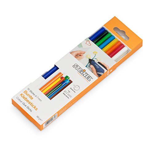 Steinel Colour Klebesticks 7 mm, 16 farbige Sticks, 96 g, bunter Schmelzkleber für kratives Basteln und Schmücken, 006969 von Steinel
